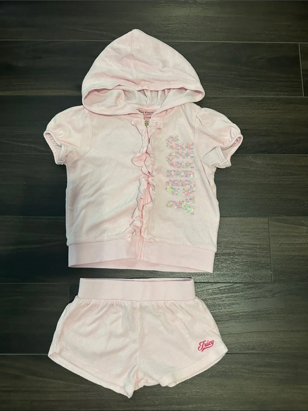 Juicy Couture Sequined Terry Cloth 2-Piece Girl’s Set - Size 5